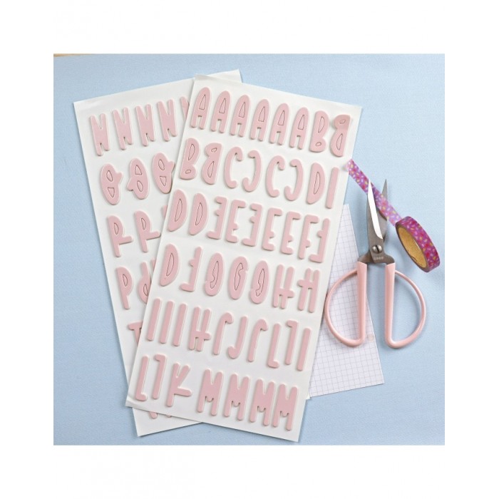 Alfabeto chipboard rosa Aluacid