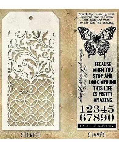 TIM HOLTZ Stamps and Stencil Set - THMM115