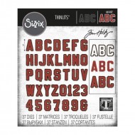 Sizzix Thinlits Alphanumeric, Varsity Dies By Tim Holtz 37/Pkg 665437