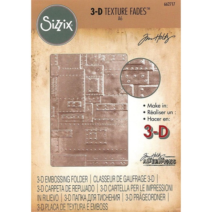 Sizzix 3D Texture Fades Embossing Folder Foundry By Tim Holtz 662717
