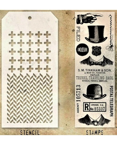 TIM HOLTZ Stamps and Stencil Set - THMM116