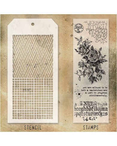 TIM HOLTZ Stamps and Stencil Set - THMM119