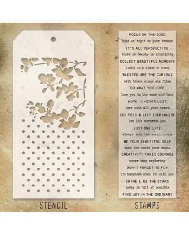 TIM HOLTZ Stamps and Stencil Set - THMM113