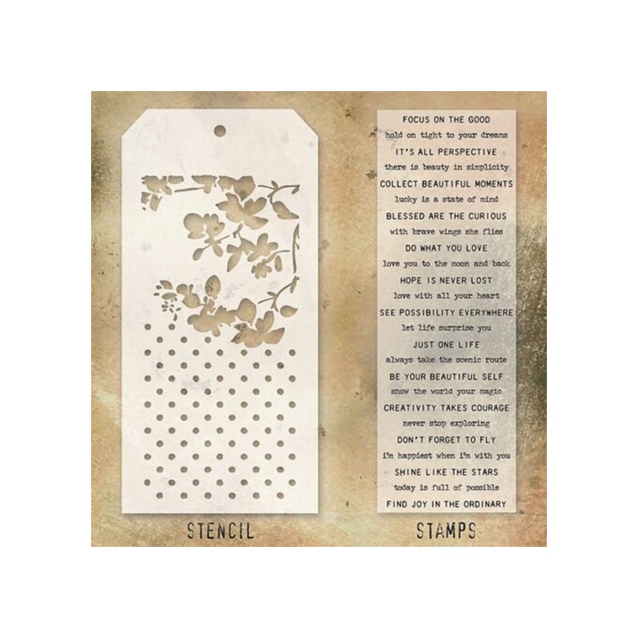 TIM HOLTZ Stamps and Stencil Set - THMM113