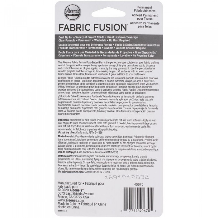 Aleene's Fabric Fusion Permanent Adhesive Dual Ended Pen