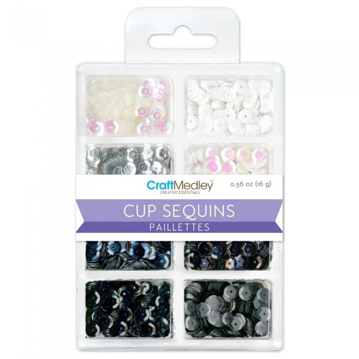 Lentejuelas - Cup Sequins 7mm  Black & White Classic