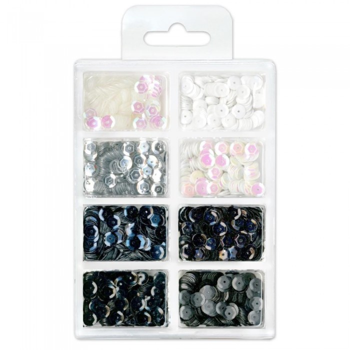Lentejuelas - Cup Sequins 7mm  Black & White Classic