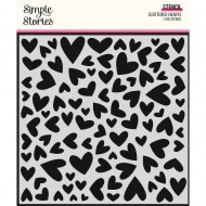 Stencil 15x15 Scattered Hearts Simple Stories