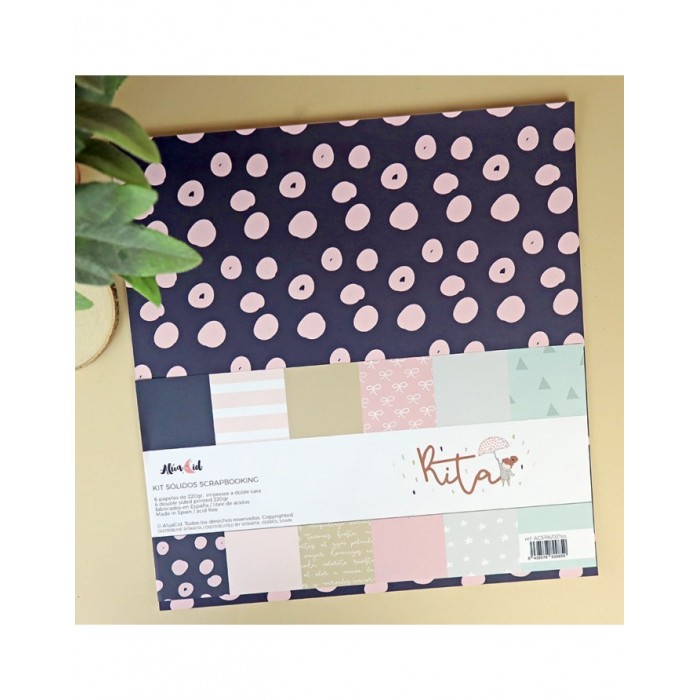 Kit papel colores sólidos Rita  Aluacid 30x30cmts