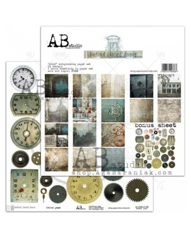 Papeles ABstudio Behind closed doors 8 papeles mas 1 papel de recortables 30x30 cmts