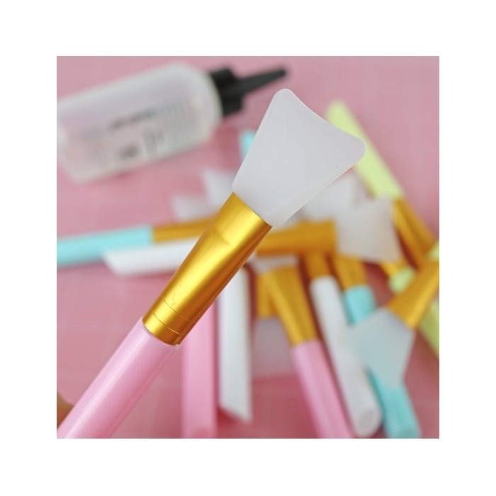 Espátula Silicona Para Adhesivos Y Mix Media Rosa y Amarillo
