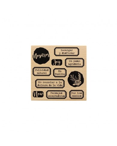 Sello de madera FELICIDAD AL NATURAL Florilèges Design