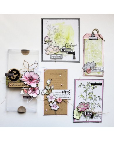 Sello de madera LOTUS WITH LEAF Florilèges