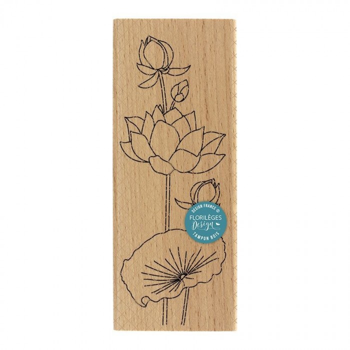 Sello de madera LOTUS WITH LEAF Florilèges