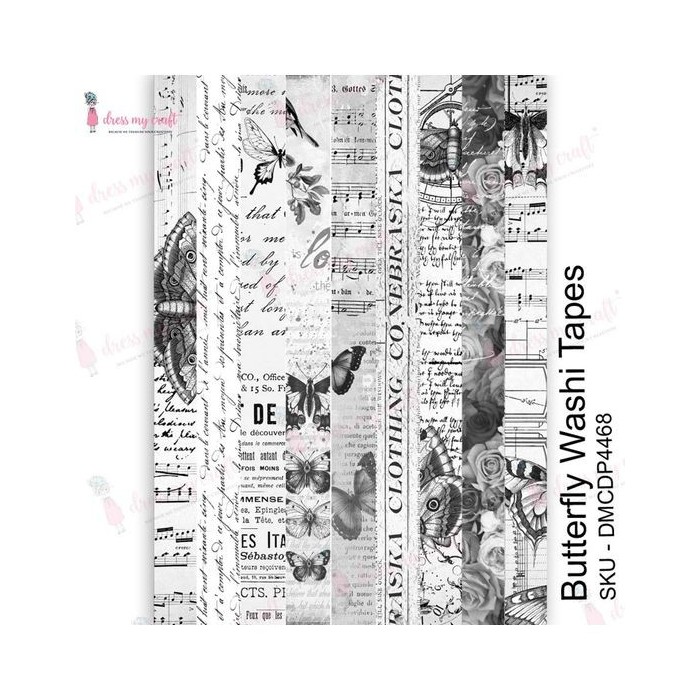 Dress My Craft Transfer Me Sheet A4-Butterfly Washi Tapes DMCDP4468