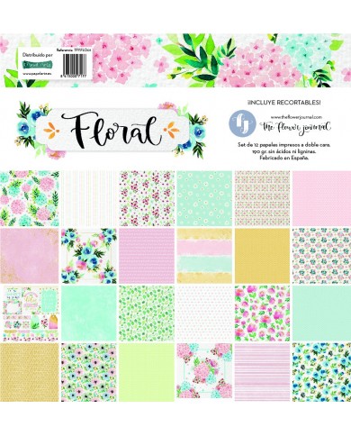 Colección “Floral 12 papeles de 30,5 x 30,5 cm - TheFlowerJournal TFY.FLO.01