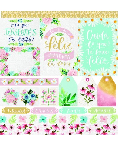 Colección “Floral 12 papeles de 30,5 x 30,5 cm - TheFlowerJournal TFY.FLO.01
