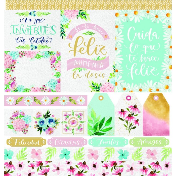 Colección “Floral 12 papeles de 30,5 x 30,5 cm - TheFlowerJournal TFY.FLO.01