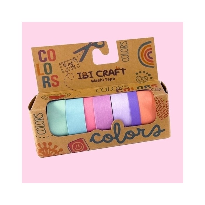 Cinta Adhesiva Ibi Craft Tonos Pastel 7 Unidades