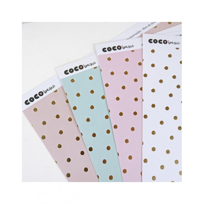 Papel especial topos dorados Rosa