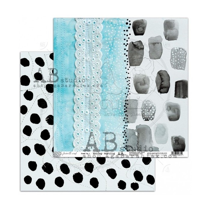 Colecciones de Papeles "My favorite week"- 8 papeles doble faz mas 1 hoja de recortables 30x30+bonus page