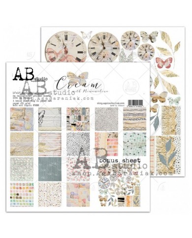 Colecciones de Papeles "Cream"- 8 papeles doble faz mas 1 hoja de recortablesABStudio 30x30+bonus page