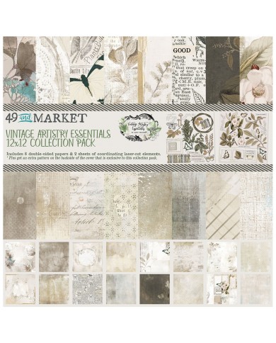 Colección de Paples + 2 hojas de recortables  Vintage Artistry Essentials – 30x30