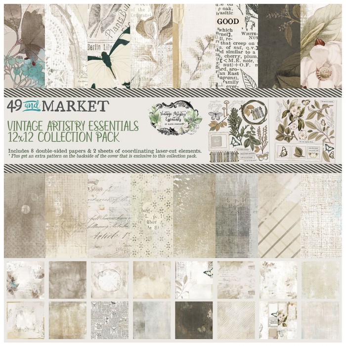 Colección de Paples + 2 hojas de recortables  Vintage Artistry Essentials – 30x30