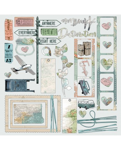 Colección de 6 Papeles + 2 hojas de Recortables Vintage Artistry Anywhere – 30x30cmts