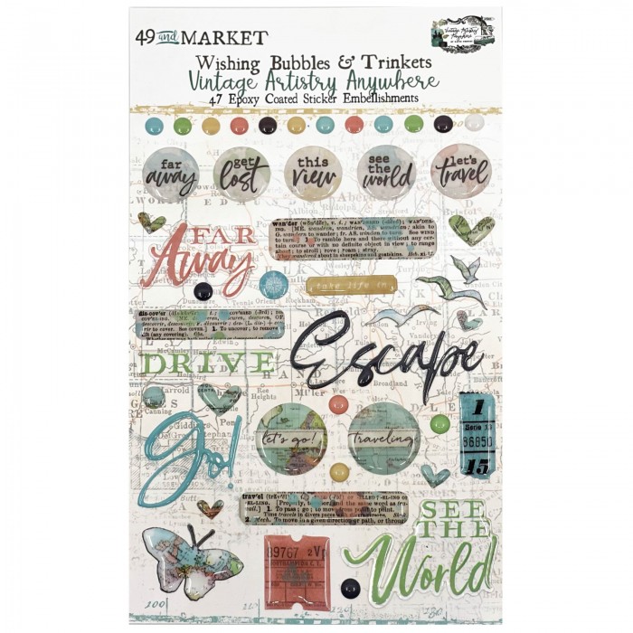 Stickers epoxy Vintage Artistry Anywhere – Wishing Bubbles and Trinkets - 49andMarket
