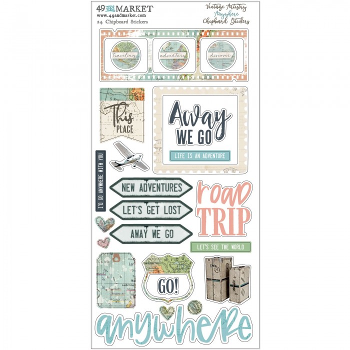49andMarket - Vintage Artistry Anywhere Chipboard Stickers